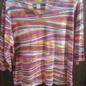 Striped Multicolor V-Neck Women's Top
